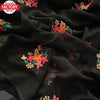 Black Chiffon Saree With Contrast Embroidery Work