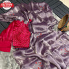 Lavender Pure Shimmery Organza Partywear Saree With Stitched Blouse