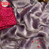 Lavender Pure Shimmery Organza Partywear Saree With Stitched Blouse