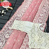 Pink Organza Chikankari Saree With Readymade Blouse