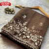 Chocolate Pure Organza Thread Embroidery Saree