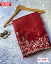 Maroon Pure Organza Thread Embroidery Saree