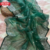 Dark Green Organza Silk Sequins Embroidered Saree