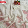 White Pure Organza Butterfly Hand Pearl Work Saree
