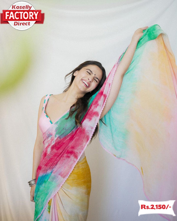 Bollywood Designer Multi-Shaded Pure Georgette Saree