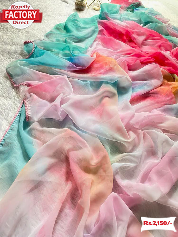 Bollywood Designer Multi-Shaded Pure Georgette Saree