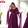 Wine Anarkali Gown Dupatta Set