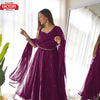 Wine Anarkali Gown Dupatta Set
