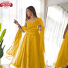 Yellow Anarkali Gown Dupatta Set