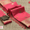 Dark Peach Banarasi Organza Silk Saree