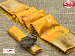 Yellow Banarasi Organza Silk Saree