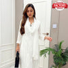 White Chikankari Maslin Kurthi Palazzo Dupatta Set