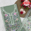 Dusty Green Embroidered Organza Silk Kurtha Suruwal Piece