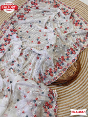 White Soft Georgette Embroidered Partywear Saree