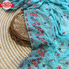 Sky Blue Soft Georgette Embroidered Partywear Saree