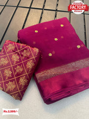 Raani Pink Pure Georgette Sequins Worked Saree