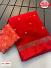 Red Pure Georgette Sequins Worked Saree