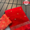 Red Pure Georgette Sequins Worked Saree