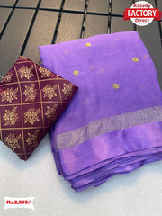 Lavender Pure Georgette Sequins Worked Saree