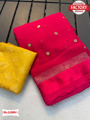 Pink Pure Georgette Sequins Worked Saree