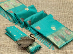 Sea Blue Banarasi Organza Silk Saree