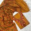 Mustard Yellow Woolen Kurtha Piece With Kashmiri Embroidery Work
