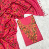 Pink Woolen Kurtha Piece With Kashmiri Embroidery Work