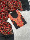 Black Woolen Kurtha Piece With Kashmiri Embroidery Work
