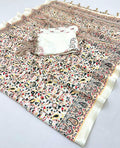 Ivory Paisley Garden Unstitched Pashmina Suit with Shawl