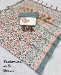 Ivory Blush Vine Unstitched Pashmina Suit with Shawl