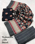 Black Ruby Floral Unstitched Pashmina Suit with Shawl