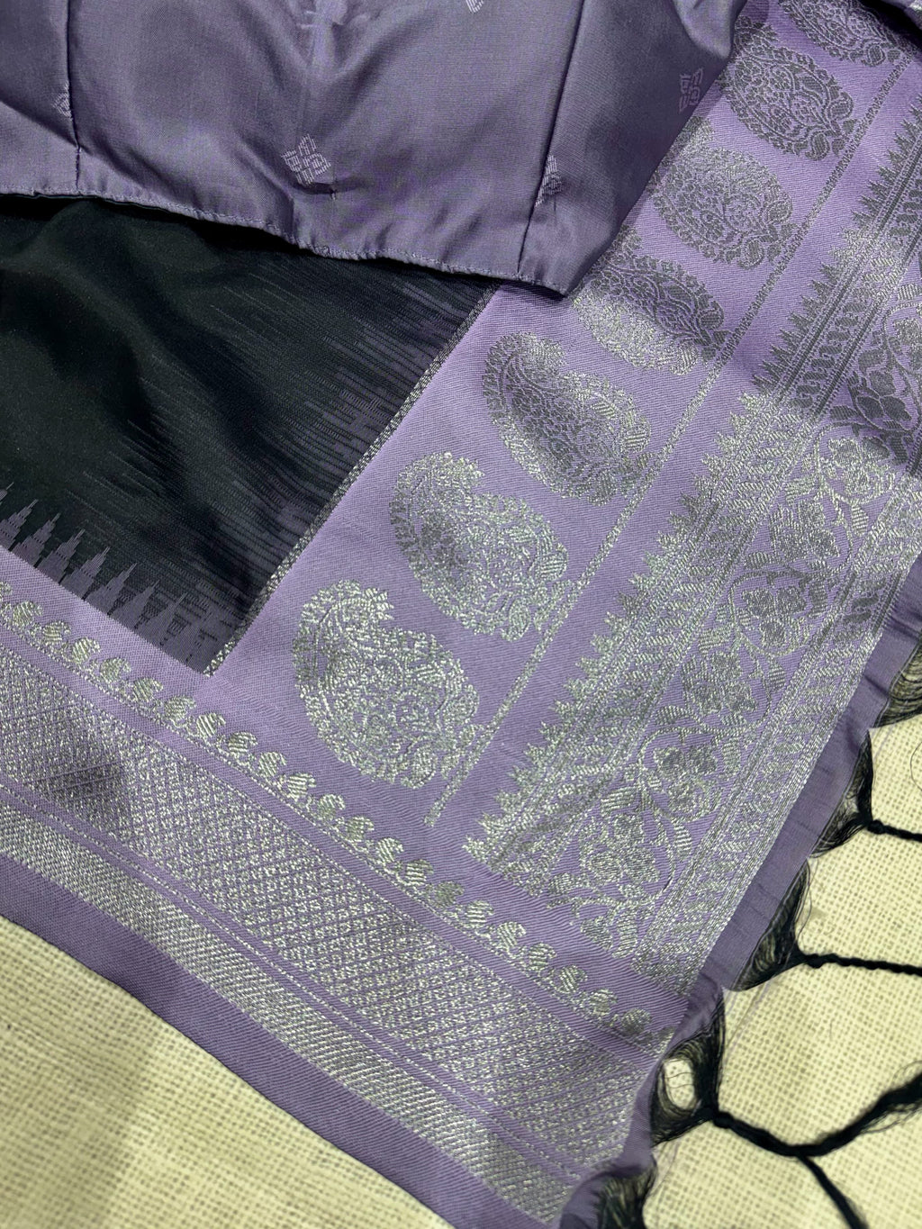 Rajniti Black and Silver Viscose Silk Jacquard Saree