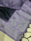 Rajniti Black and Silver Viscose Silk Jacquard Saree