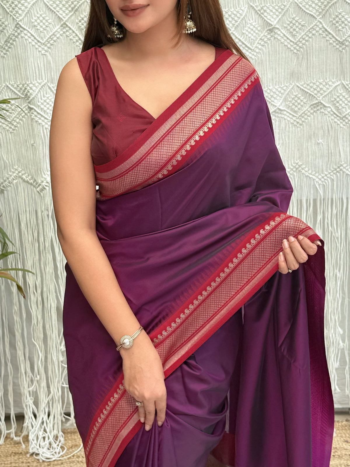 Rajniti Plum Purple Viscose Silk Jacquard Saree