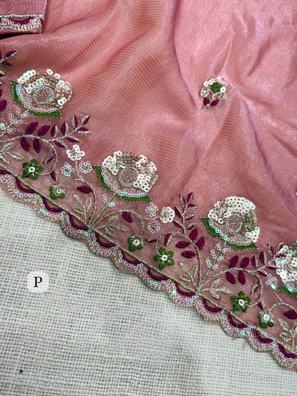 Shafali Rose Pink Embroidered Valetino Silk Saree