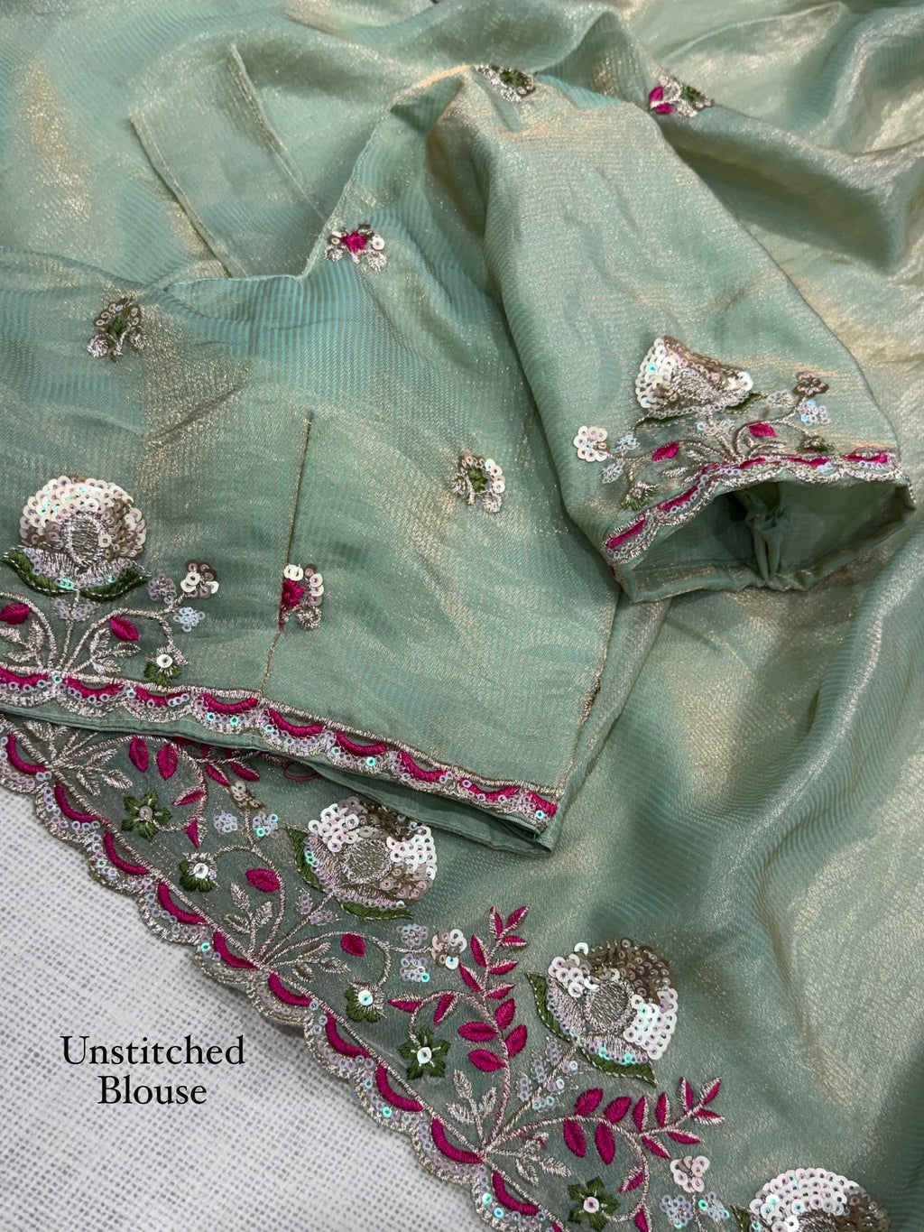 Shafali Mint Green Embroidered Valetino Silk Saree