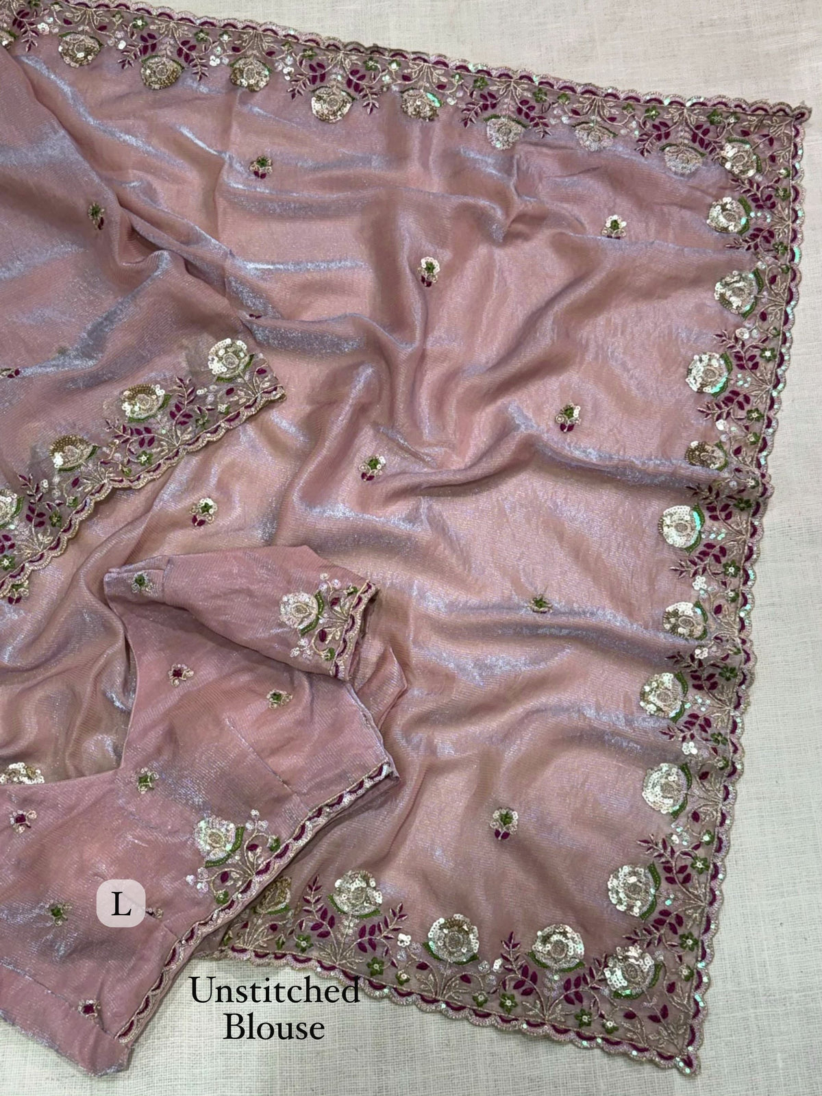 Shafali Lavender Embroidered Valetino Silk Saree