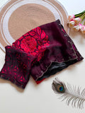 Ruby Red Floral Saree with Contrast Blouse