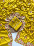Sunshine Yellow Embroidered Crush Silk Saree