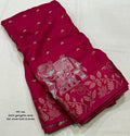 AK-997 Rani Pink Elephant Satin Georgette Saree