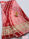 Red And Pink Georgette Leheriya Foil Work Saree