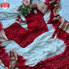 Red and White Pure Georgette Banarasi Zari Saree