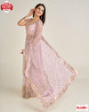 Baby Pink Net Sequins Embroidered Partywear Saree