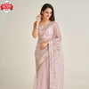 Baby Pink Net Sequins Embroidered Partywear Saree