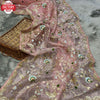 Peach Organza Silk Embroidered Partywear Saree
