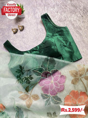 Green Organza Silk Handwork Partywear Saree