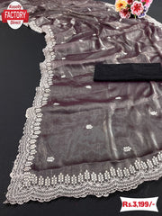 Dusty Wine Jimmy Choo Sequins Work Partywear Saree