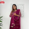 Wine Crush Georgette Kurtha Palazzo Dupatta Set