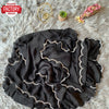 Black Chiffon Saree With Velvet Zircon Border