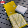 Yellow Kanchipuram Organza Sequins Work Saree